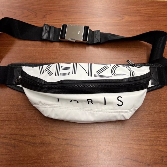 KENZO BUM BAG FANNY PACK WAIST BELT BAG WHITE TWO COMPARTMENT SPORT LOGO LVMH - Picture 3 of 10